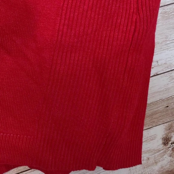 JM Collection Button Cuff V Neck Sweater Red S - Picture 6 of 12